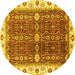 Round Machine Washable Oriental Yellow Modern Rug, wshabs3215yw