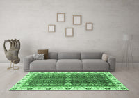 Machine Washable Oriental Emerald Green Modern Rug, wshabs3215emgrn