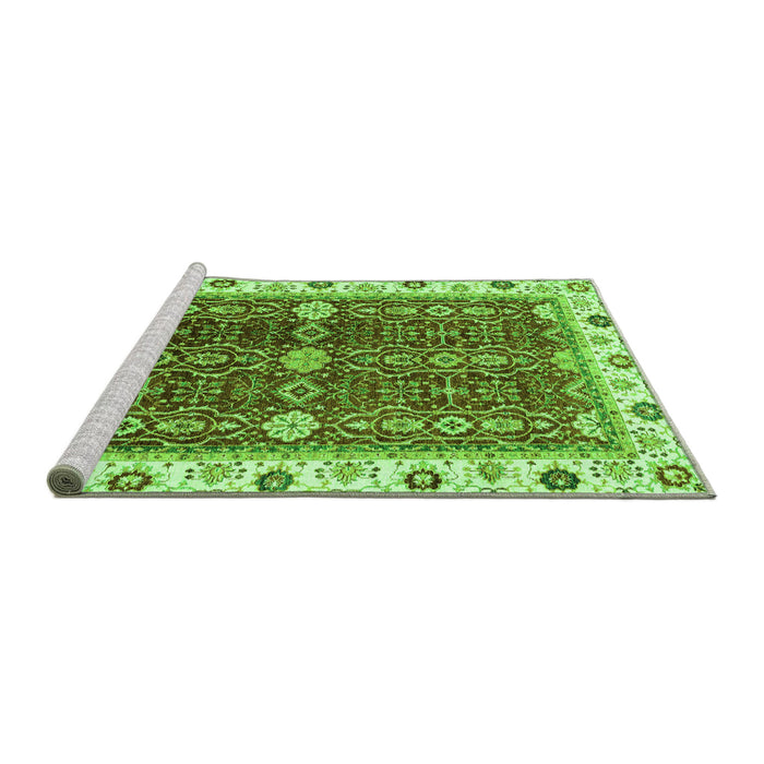 Sideview of Machine Washable Oriental Green Modern Area Rugs, wshabs3215grn