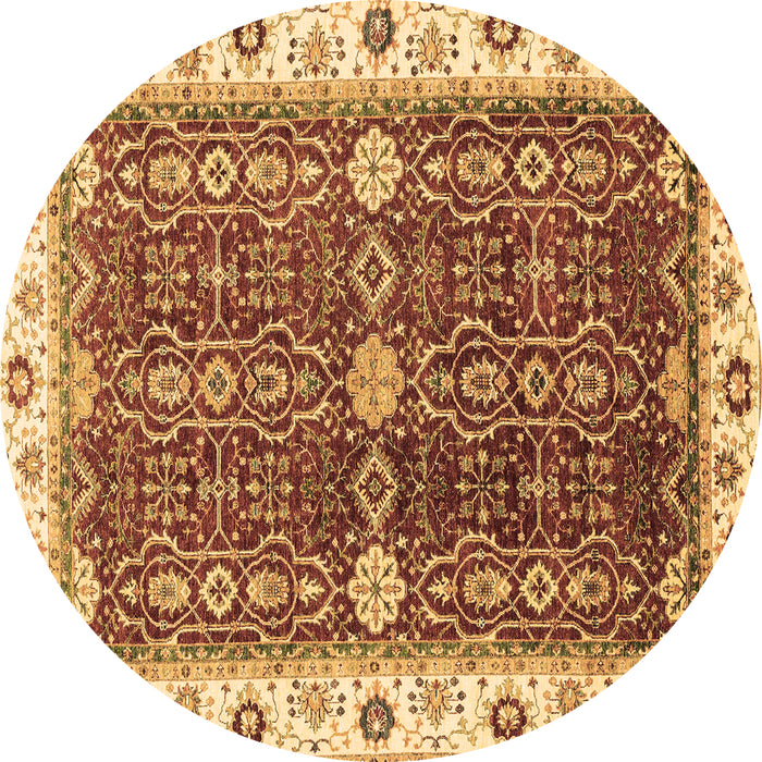 Round Machine Washable Oriental Brown Modern Rug, wshabs3215brn