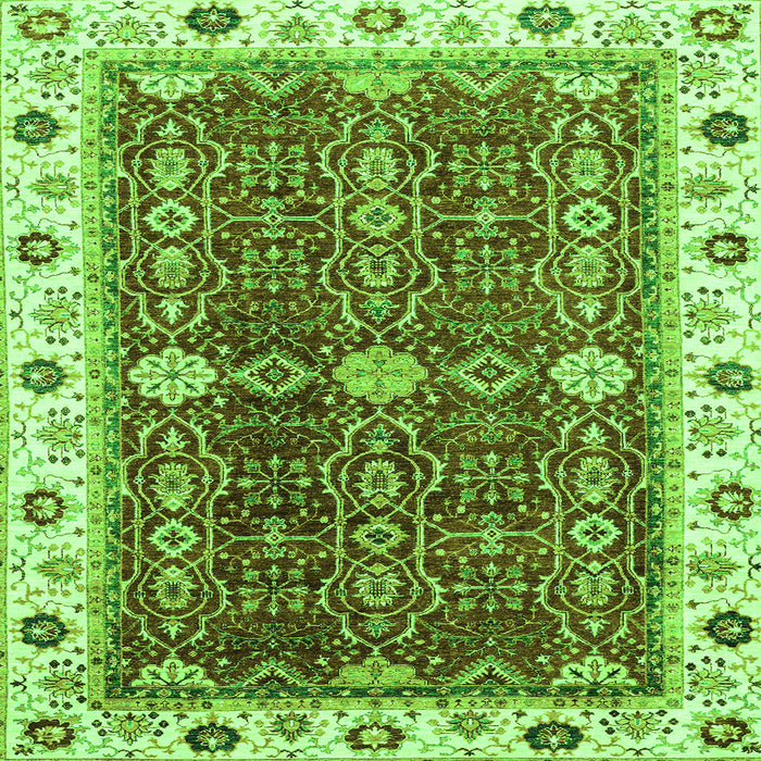 Square Machine Washable Oriental Green Modern Area Rugs, wshabs3215grn