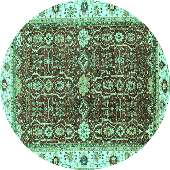 Round Oriental Turquoise Modern Rug, abs3215turq