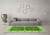 Machine Washable Oriental Green Modern Rug, wshabs3215grn