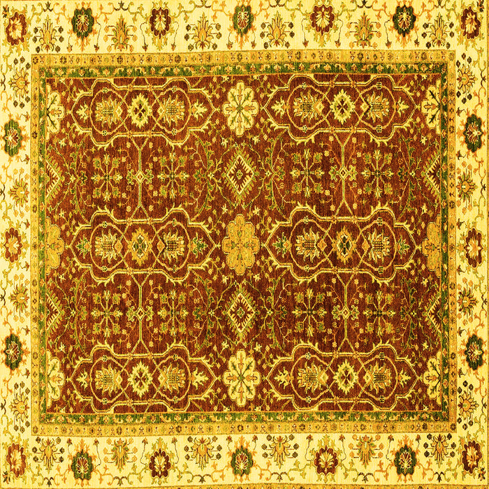 Square Machine Washable Oriental Yellow Modern Rug, wshabs3215yw