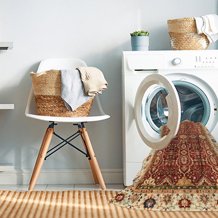 Machine Washable Abstract Yellow Rug in a Washing Machine, wshabs3215