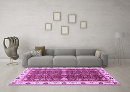 Machine Washable Oriental Purple Modern Area Rugs in a Living Room, wshabs3215pur