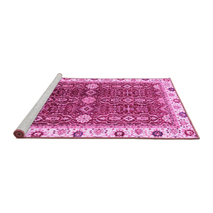 Sideview of Machine Washable Oriental Pink Modern Rug, wshabs3215pnk