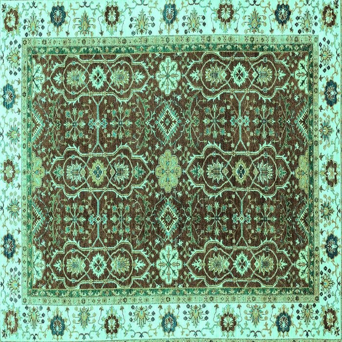 Square Machine Washable Oriental Turquoise Modern Area Rugs, wshabs3215turq