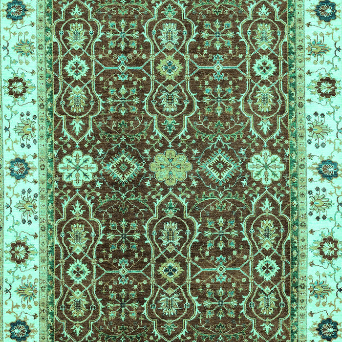 Machine Washable Oriental Turquoise Modern Area Rugs, wshabs3215turq