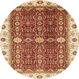 Round Abstract Yellow Oriental Rug, abs3215