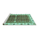 Sideview of Machine Washable Oriental Turquoise Modern Area Rugs, wshabs3215turq