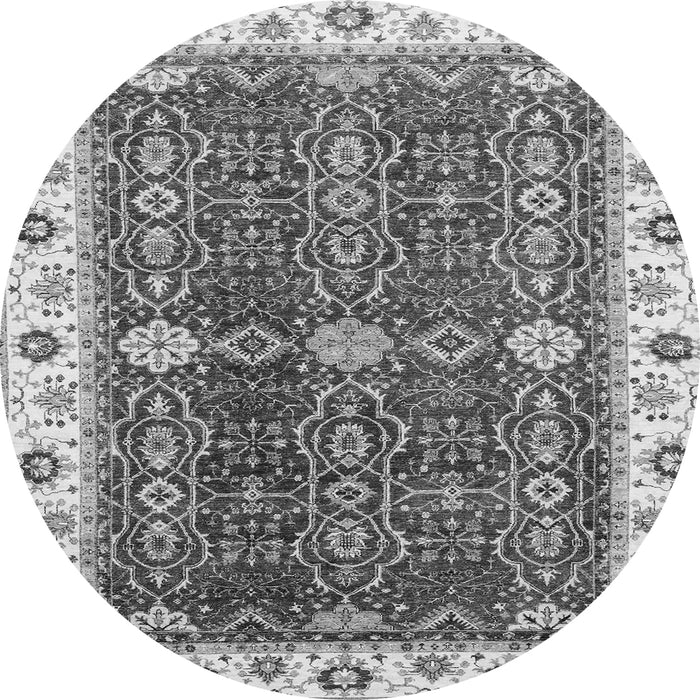 Round Machine Washable Oriental Gray Modern Rug, wshabs3215gry