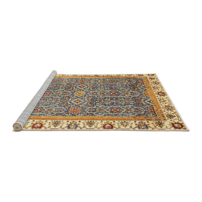 Sideview of Machine Washable Abstract Yellow Rug, wshabs3216