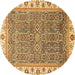 Round Machine Washable Abstract Brown Modern Rug, wshabs3216brn