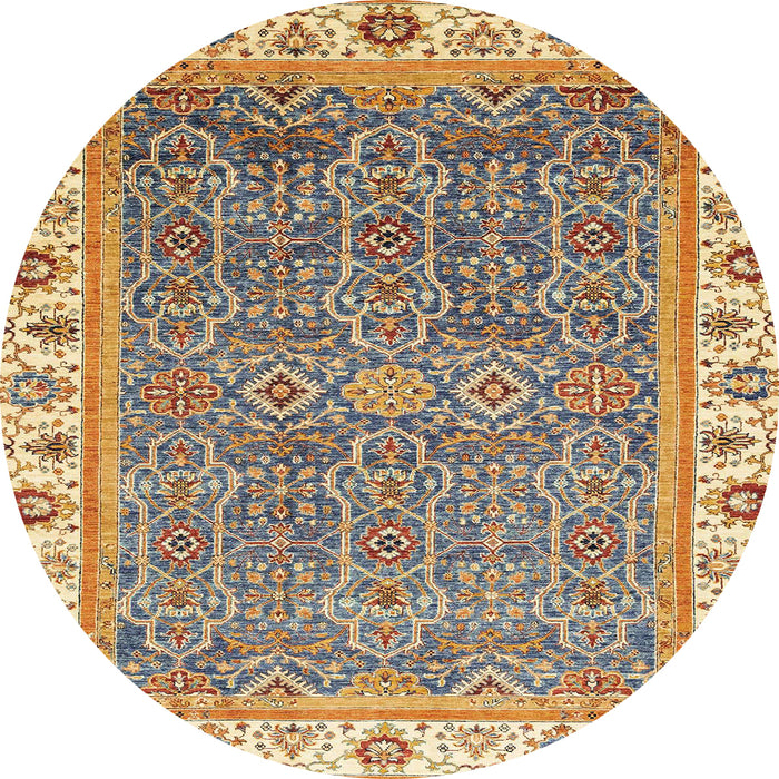Round Abstract Yellow Modern Rug, abs3216