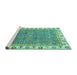 Sideview of Machine Washable Abstract Turquoise Modern Area Rugs, wshabs3216turq