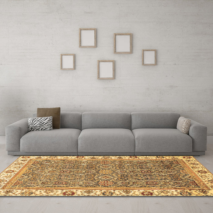 Machine Washable Abstract Brown Modern Rug in a Living Room,, wshabs3216brn