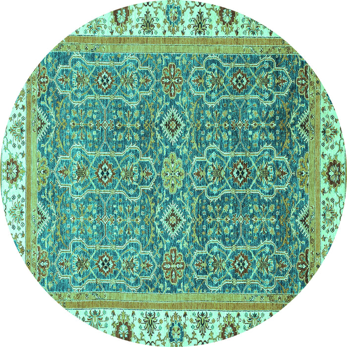 Round Machine Washable Abstract Turquoise Modern Area Rugs, wshabs3216turq