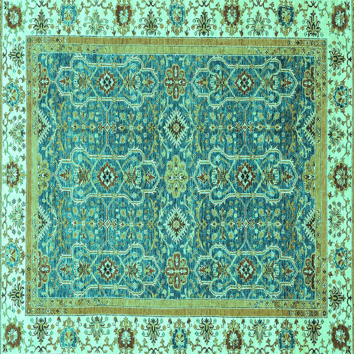 Square Machine Washable Abstract Turquoise Modern Area Rugs, wshabs3216turq