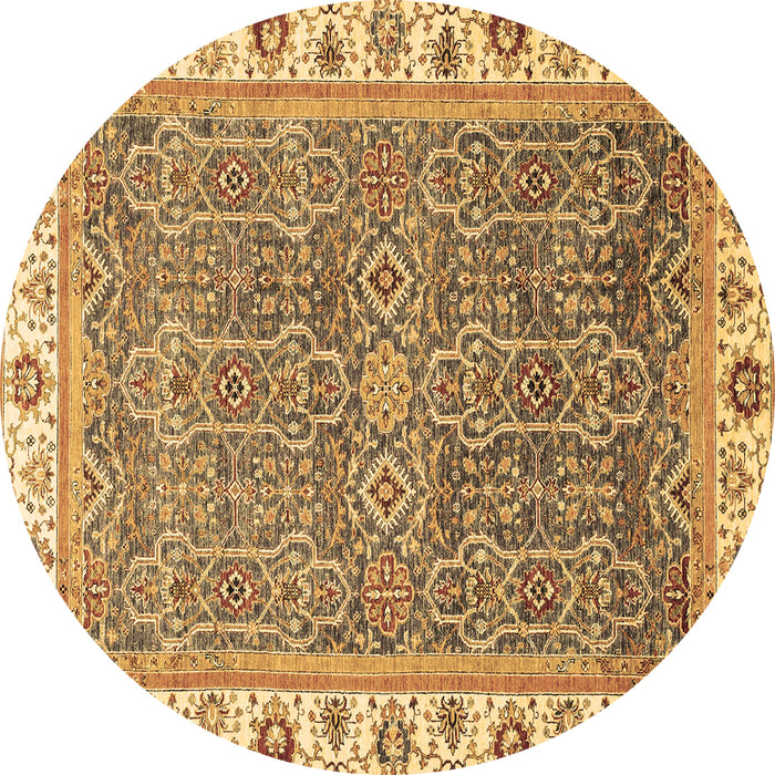 Round Abstract Brown Modern Rug, abs3216brn