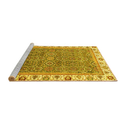 Sideview of Machine Washable Abstract Yellow Modern Rug, wshabs3216yw