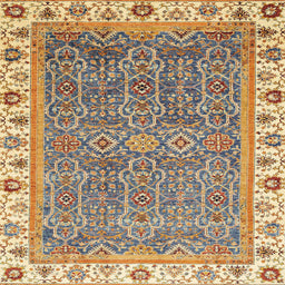 Square Abstract Yellow Modern Rug, abs3216