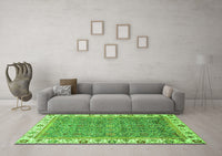 Machine Washable Abstract Green Modern Rug, wshabs3216grn