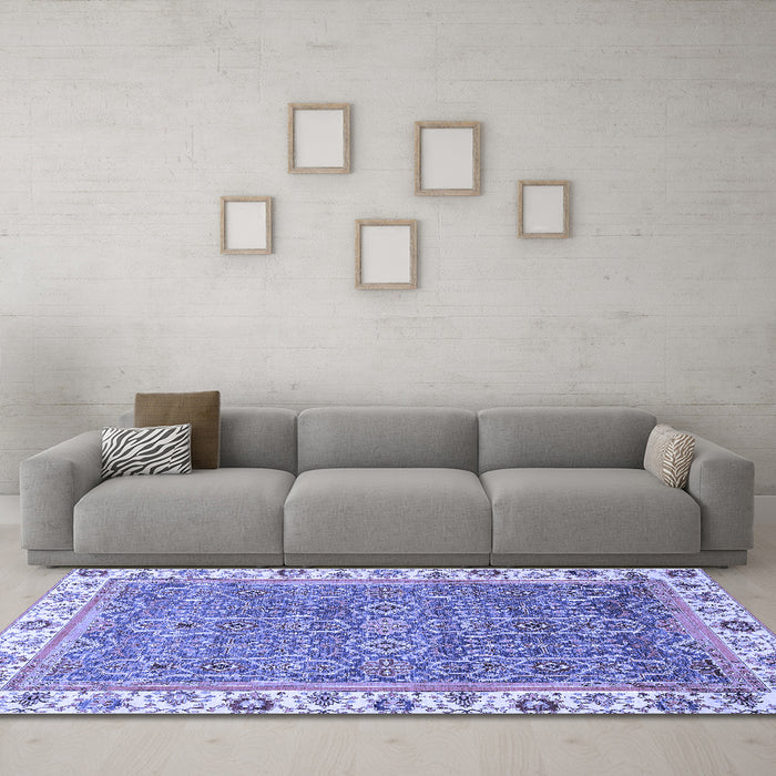 Machine Washable Abstract Blue Modern Rug in a Living Room, wshabs3216blu