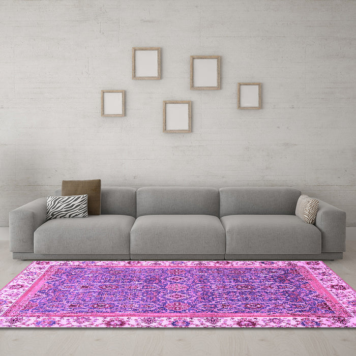 Machine Washable Abstract Purple Modern Area Rugs in a Living Room, wshabs3216pur
