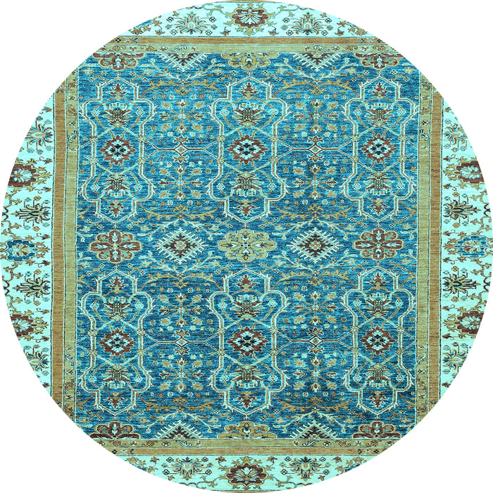 Round Abstract Light Blue Modern Rug, abs3216lblu