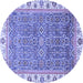 Round Machine Washable Abstract Blue Modern Rug, wshabs3216blu