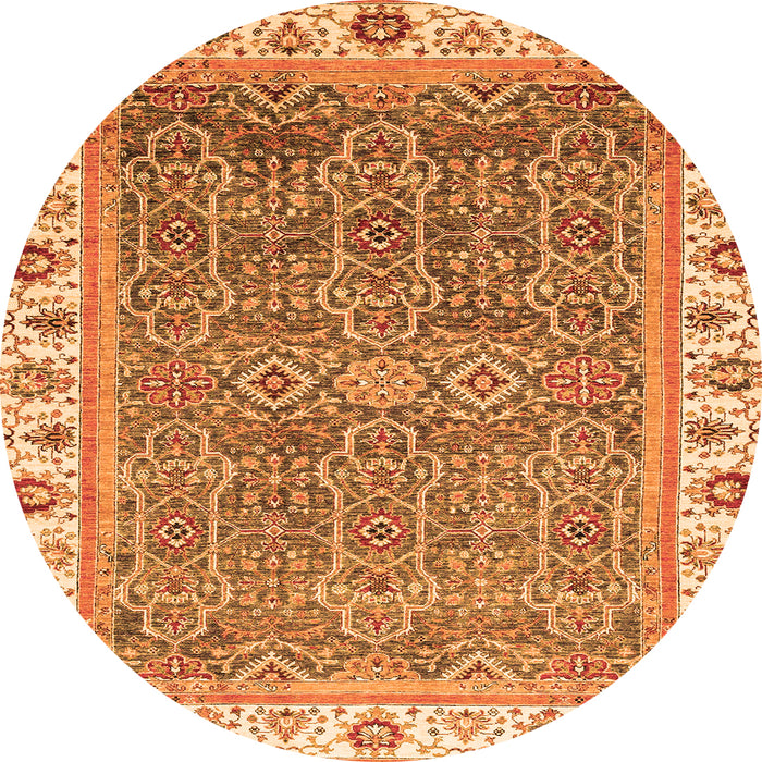 Round Abstract Orange Modern Rug, abs3216org
