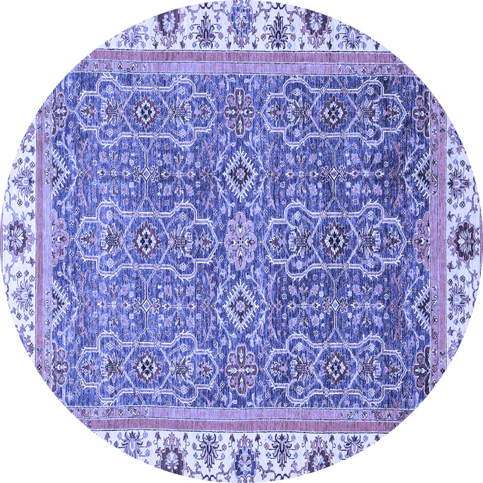 Round Abstract Blue Modern Rug, abs3216blu
