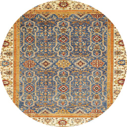 Round Machine Washable Abstract Yellow Rug, wshabs3216
