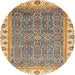 Round Machine Washable Abstract Yellow Rug, wshabs3216