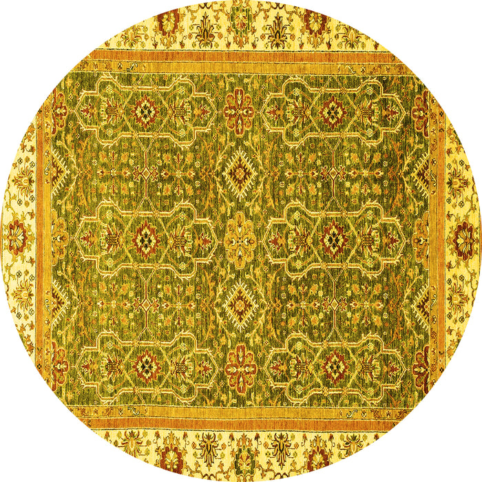 Round Abstract Yellow Modern Rug, abs3216yw