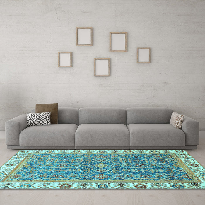 Machine Washable Abstract Light Blue Modern Rug in a Living Room, wshabs3216lblu