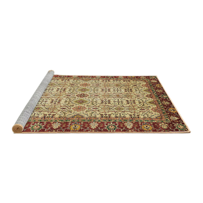 Sideview of Machine Washable Abstract Saddle Brown Rug, wshabs3217