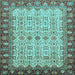 Square Machine Washable Oriental Light Blue Traditional Rug, wshabs3217lblu