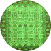 Round Oriental Green Traditional Rug, abs3217grn