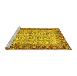 Sideview of Machine Washable Oriental Yellow Traditional Rug, wshabs3217yw