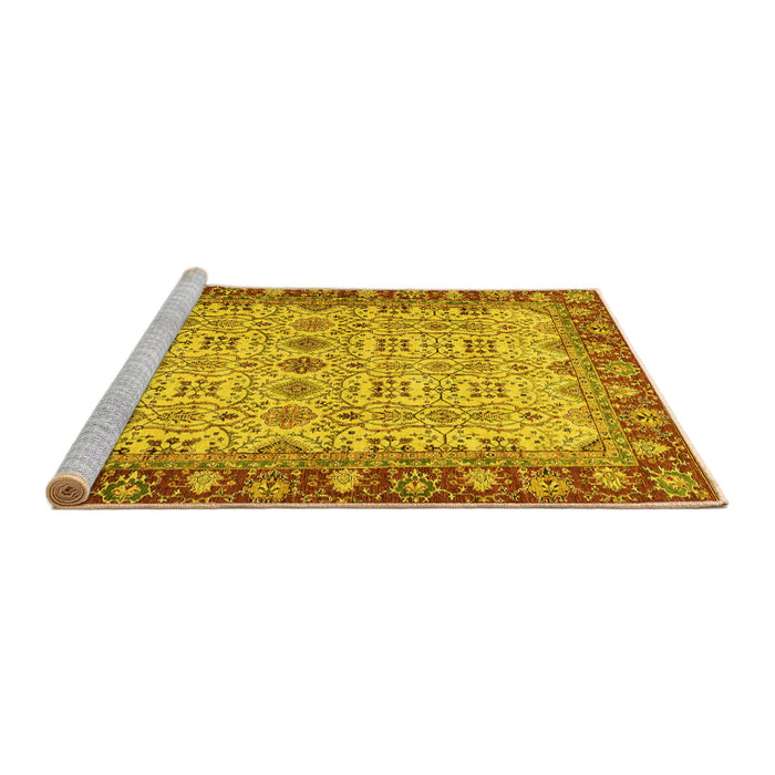 Sideview of Machine Washable Oriental Yellow Traditional Rug, wshabs3217yw