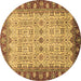 Round Machine Washable Oriental Brown Traditional Rug, wshabs3217brn