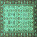 Square Oriental Turquoise Traditional Rug, abs3217turq