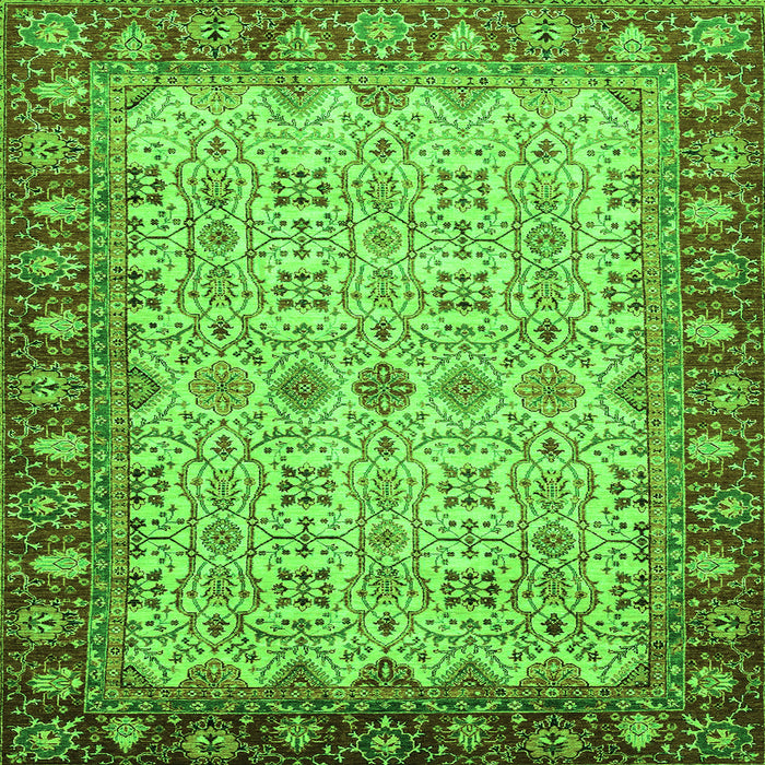 Square Oriental Green Traditional Rug, abs3217grn