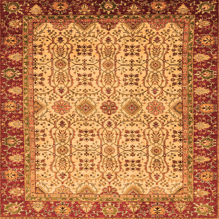Square Machine Washable Oriental Orange Traditional Area Rugs, wshabs3217org