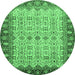 Round Oriental Emerald Green Traditional Rug, abs3217emgrn