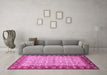 Machine Washable Oriental Pink Traditional Rug in a Living Room, wshabs3217pnk