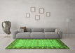 Machine Washable Oriental Green Traditional Area Rugs in a Living Room,, wshabs3217grn