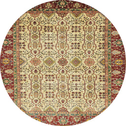 Round Machine Washable Abstract Saddle Brown Rug, wshabs3217